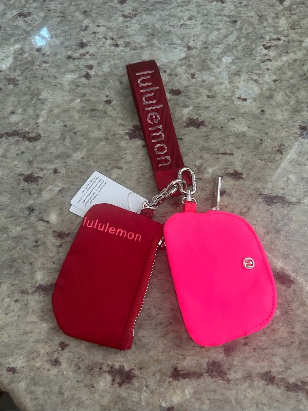 lululemon Red and Hot Pink Dual Pouch Wristlet